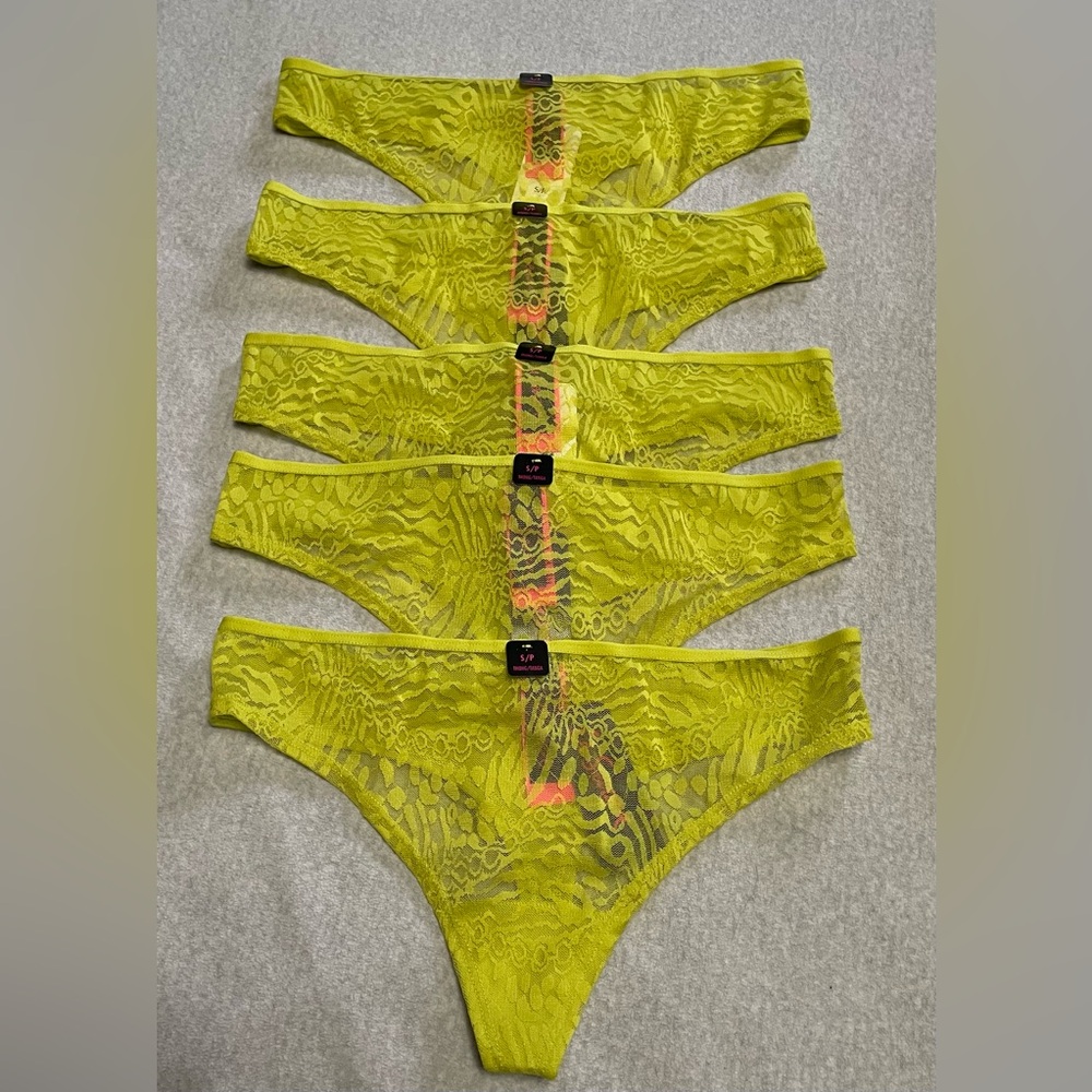 5 Pair NWT La SENZA Lace Thong- Lime